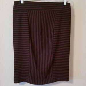 Black & Burgundy Stretch Pencil Skirt